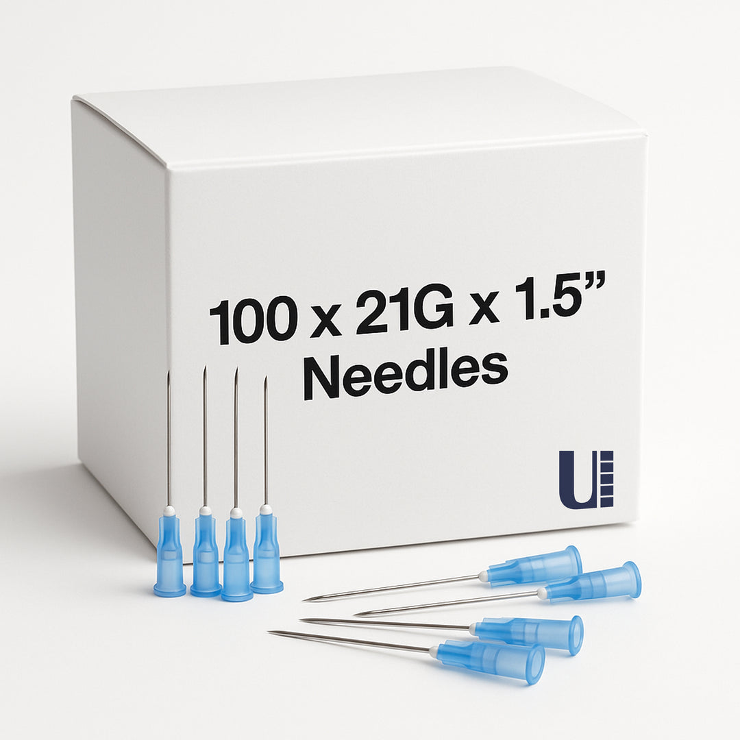 100 Boxed Units Needles 21 gauge x (1.5" / 38 mm) for Ampoules Preferred for Intramuscular injection