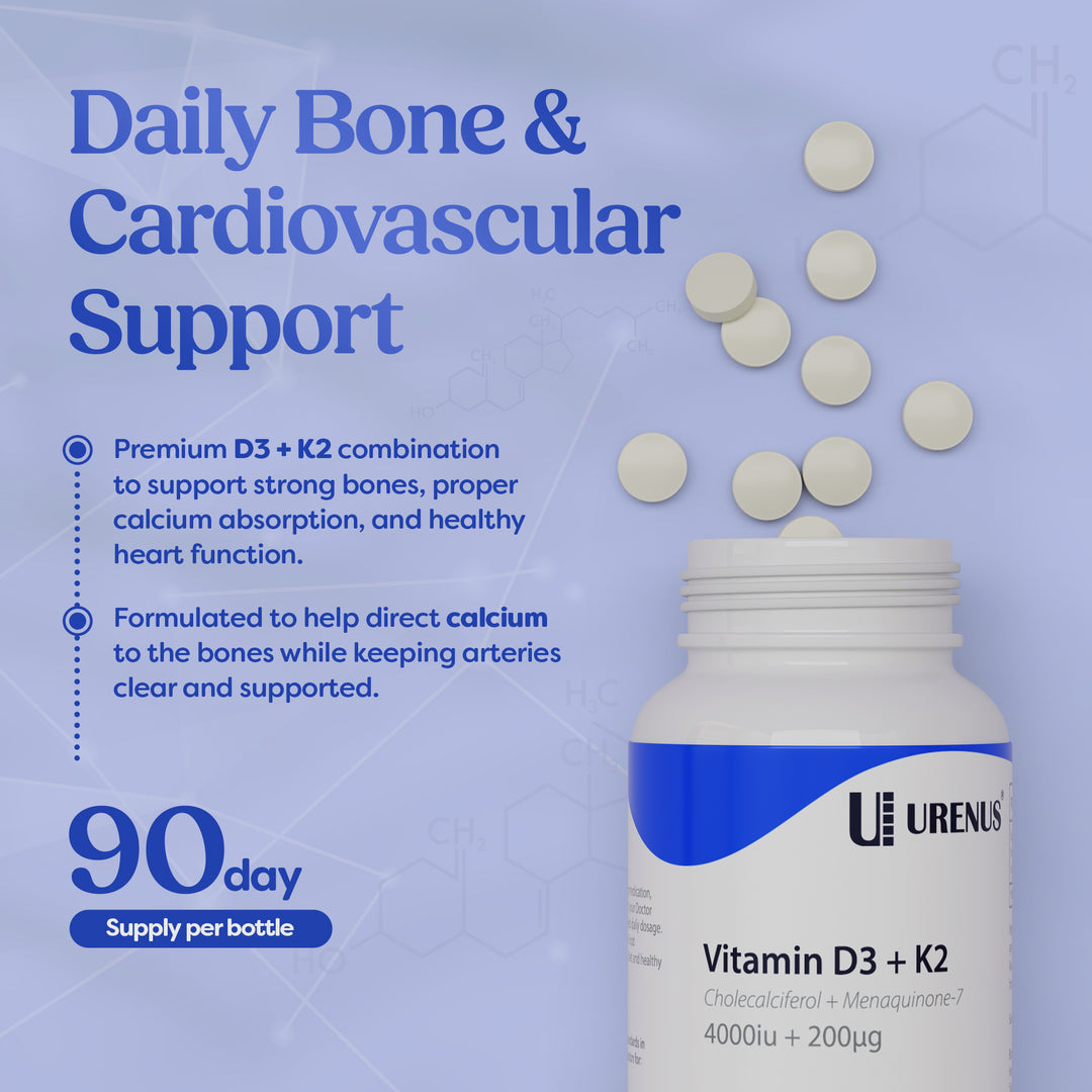 Vitamin D3 + K2 (4000 IU + 200 µg) – 90 Tablets