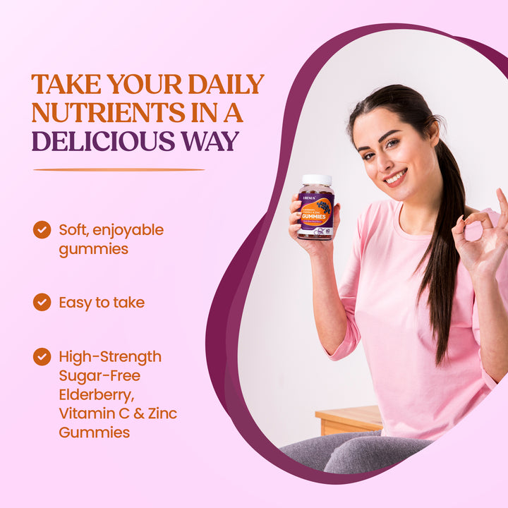 Elderberry, Vitamin C &amp; Zinc Gummies 100mg – 60 Gummies