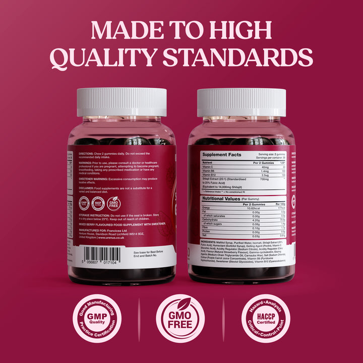 Shilajit Gummies 700mg with Vitamin C, B6 &amp; B12 – 60 Gummies Shilajit Made Easy