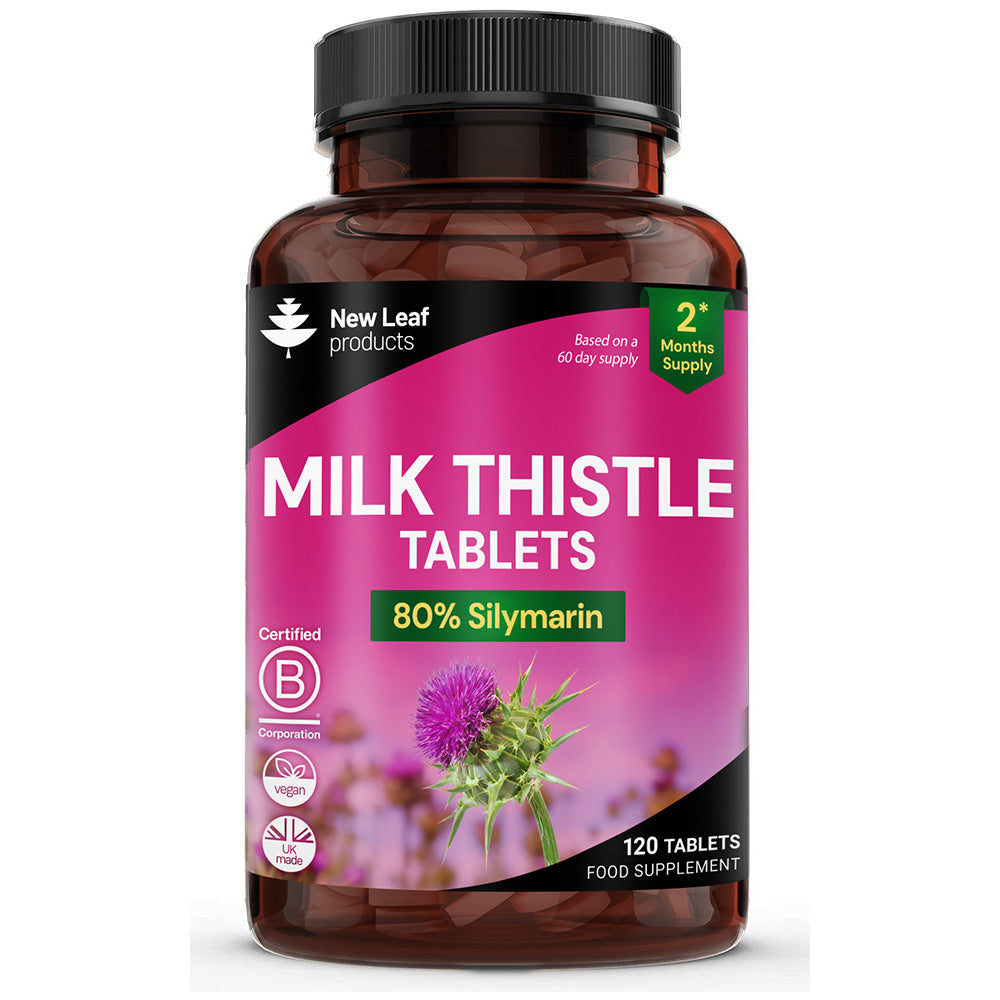 Milk Thistle 4000mg Tablets 80% Silymarin 120 Vegan Tablets New Leaf