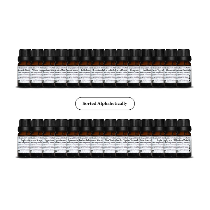 Homeopathic Kit of Polychrests Containing 28 Most Commonly Used Remedies in 30C Potency - 10ml Glass Container