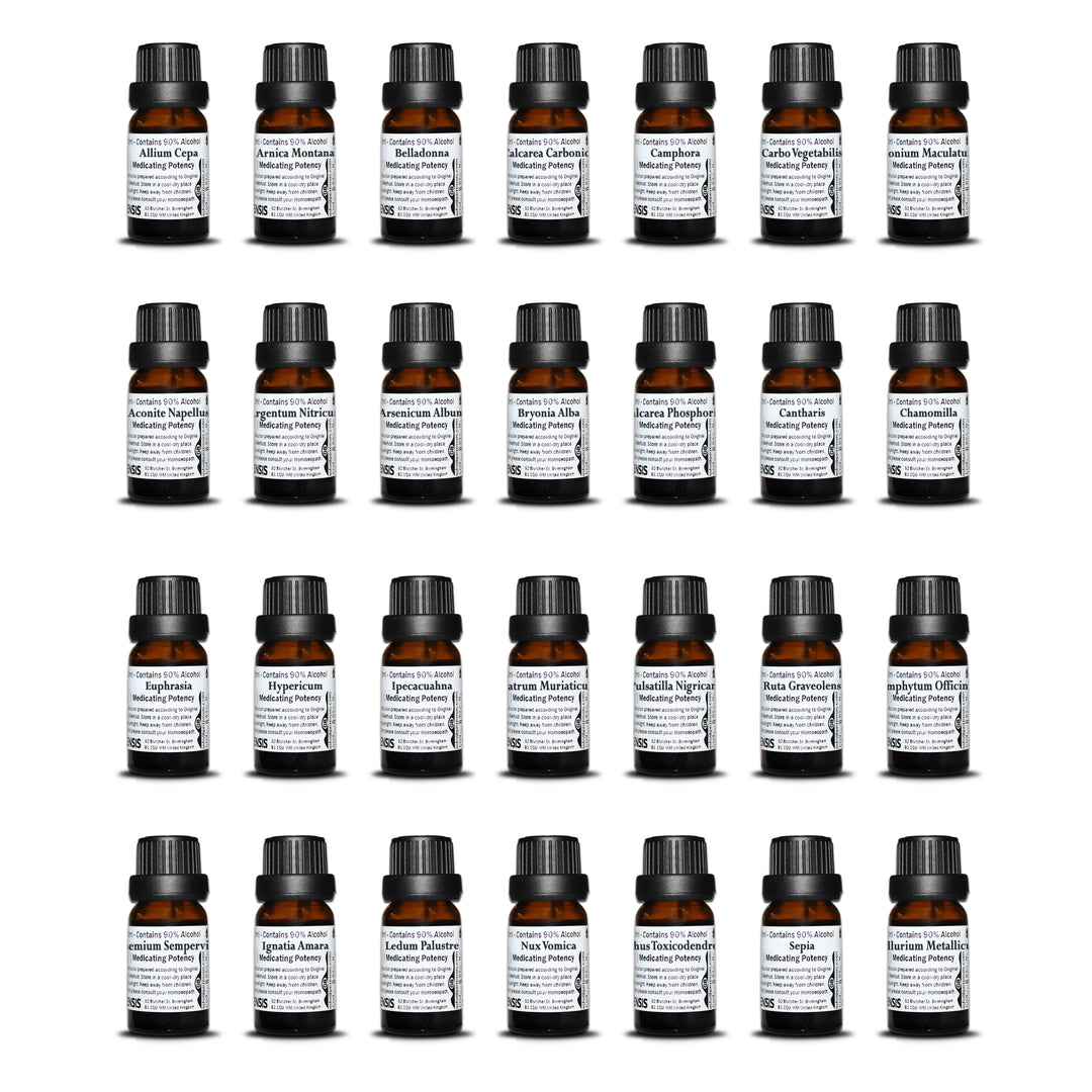 Homeopathic Kit of Polychrests Containing 28 Most Commonly Used Remedies in 30C Potency - 10ml Glass Container