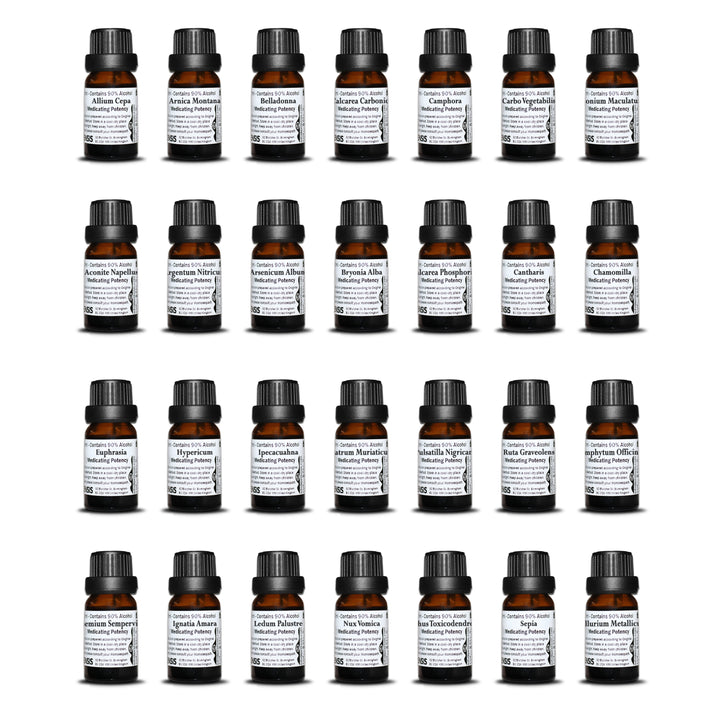 Homeopathic Kit of Polychrests Containing 28 Most Commonly Used Remedies in 30C Potency - 10ml Glass Container